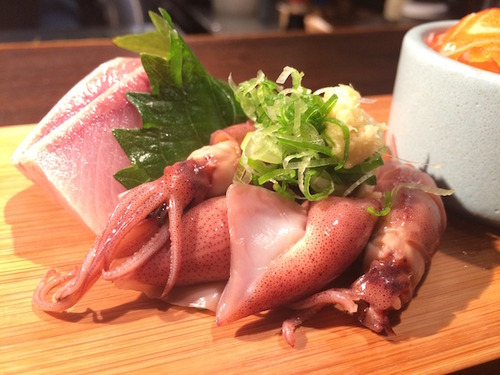 Akiko's Restaurant - hamachi (yellow tail) & squid