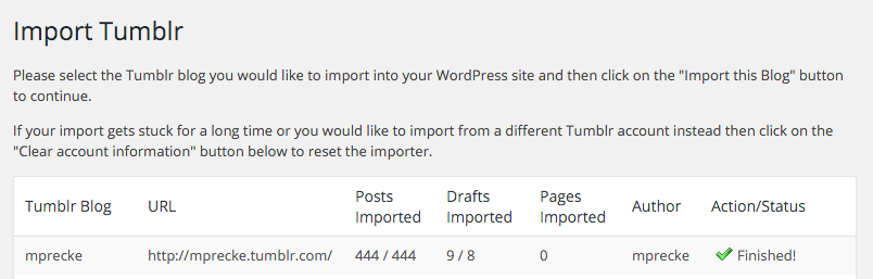 tumblr importer - import tumblr posts to wordpress